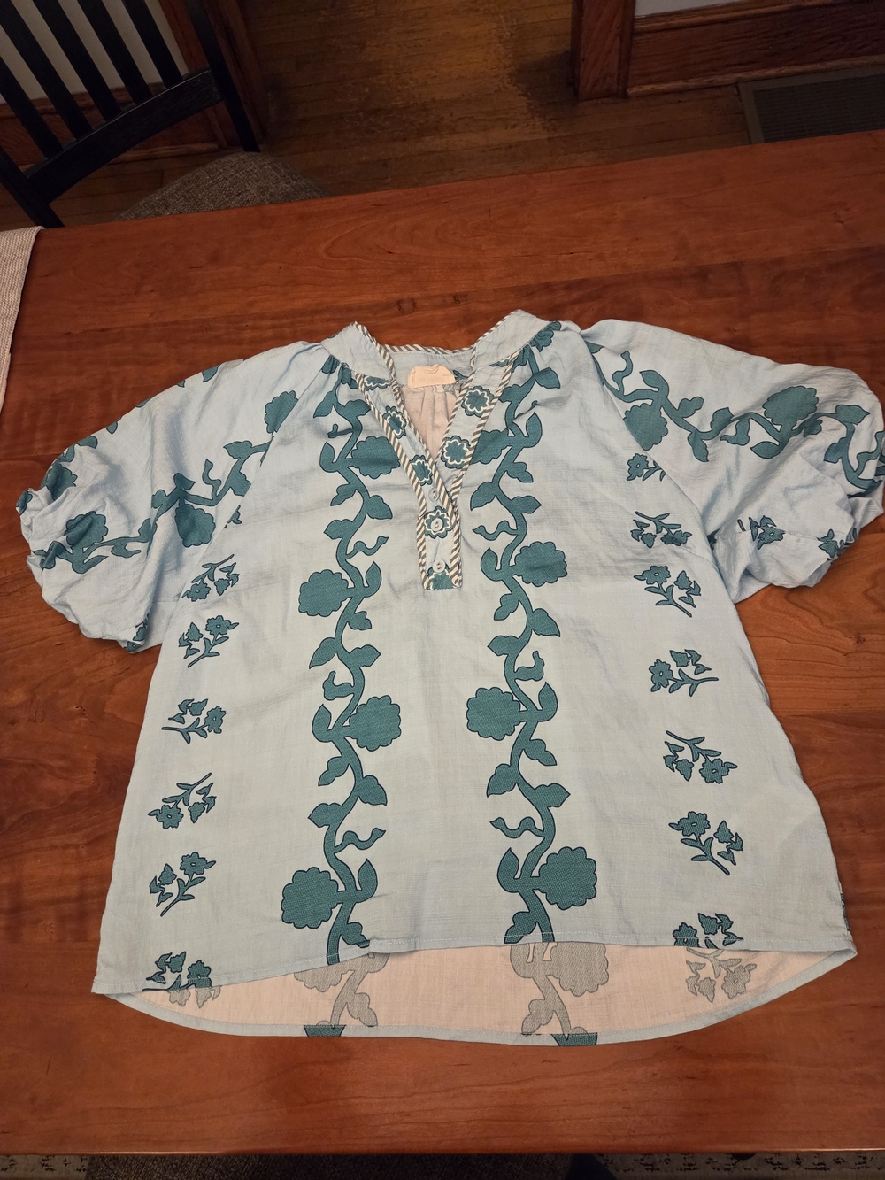Umgee Floral Print Teal Blouse